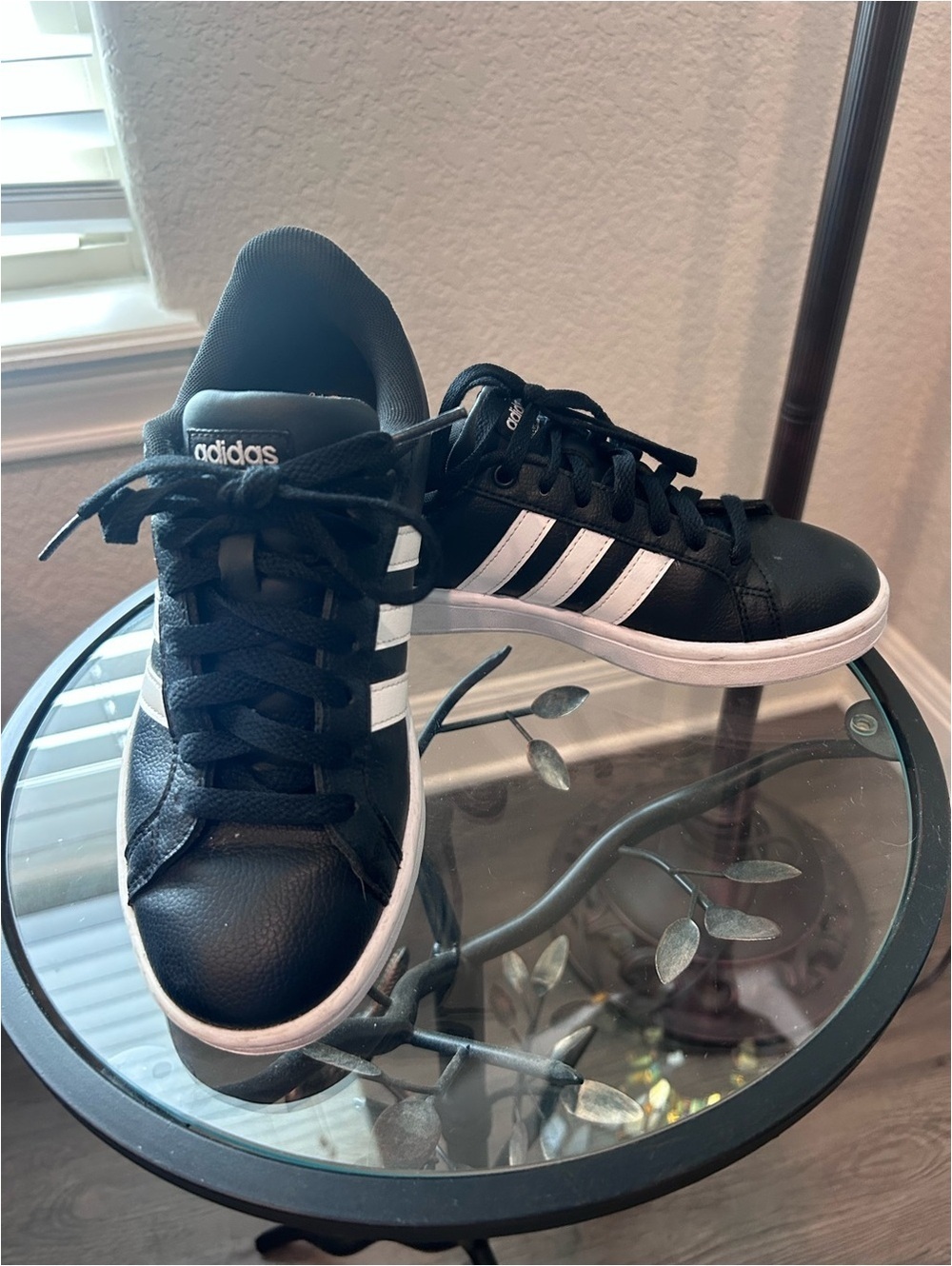 Adidas Black and White Classic Sneakers with Cushioned Memory Foam
